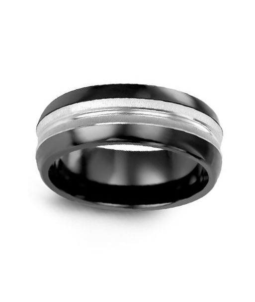 8mm Ceramic/White Gold Wedding Band Jusqu'à 80% De Réduction