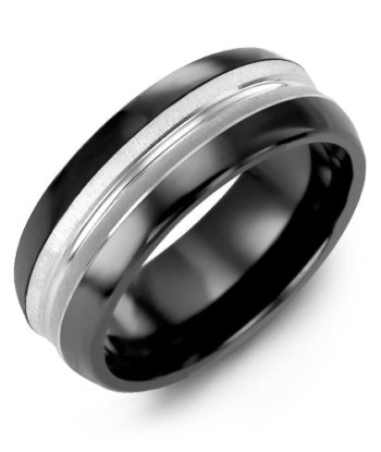 8mm Ceramic/White Gold Wedding Band Jusqu'à 80% De Réduction