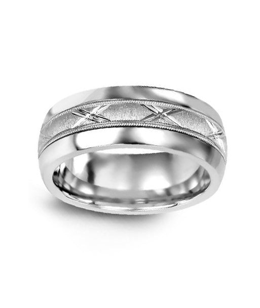 8.5mm Tungsten & White Gold Wedding Band vous aussi creer 