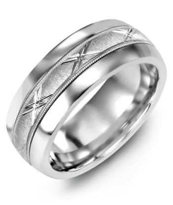 8.5mm Tungsten & White Gold Wedding Band vous aussi creer 