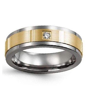 7mm Tungsten & Yellow Gold Wedding Band w/ Diamonds store