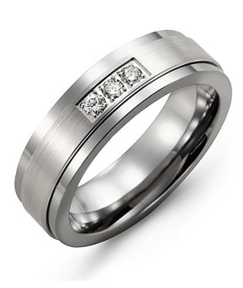 7mm Tungsten & White Gold Wedding Band 2024