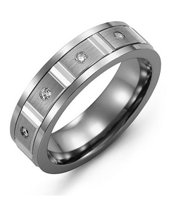 7mm Tungsten & White Gold Wedding Band du meilleur 