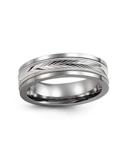 11mm Tungsten & White Gold Wedding Band Découvrez la collection