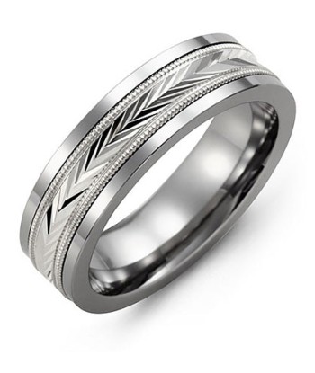 11mm Tungsten & White Gold Wedding Band Découvrez la collection