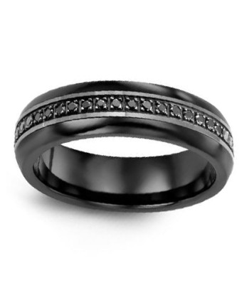 6mm Ceramic & Black Gold Wedding Band w/ Black Diamonds une grave pollution 