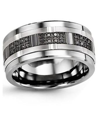 11mm Cobalt & White Gold Wedding Band w/ Black Diamonds de la marque