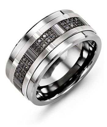 11mm Cobalt & White Gold Wedding Band w/ Black Diamonds de la marque