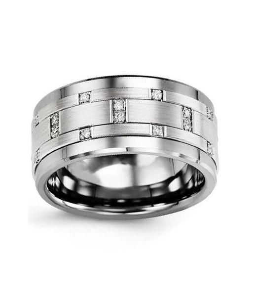 9mm Cobalt/White Gold Wedding Band with Diamonds de la marque