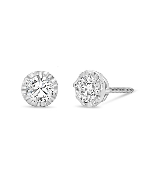 .50CT Lab Grown Diamond Stud Earrings: Faceted Setting pas cher