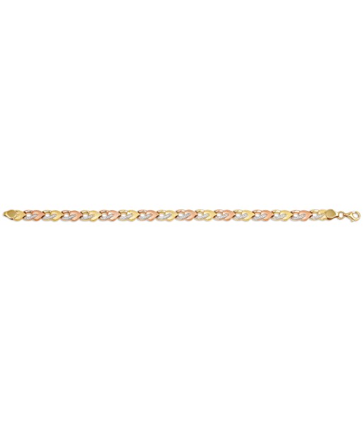 10K Tri-Tone White, Rose & Yellow Gold Thin Bracelet Comment ça marche