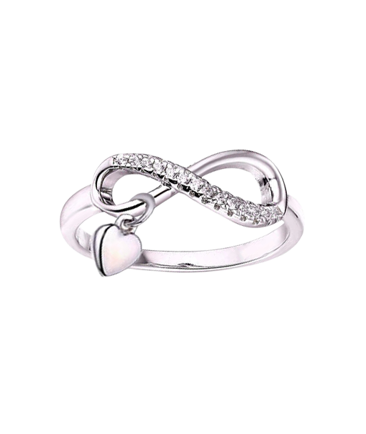 Casablanca Sterling Silver Infinity Ring with Heart Dangle offre 