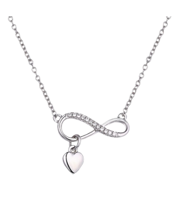 Sterling Silver Infinity Necklace with Heart Dangle Amélioration de cerveau avec