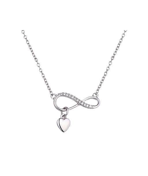 Sterling Silver Infinity Necklace with Heart Dangle Amélioration de cerveau avec