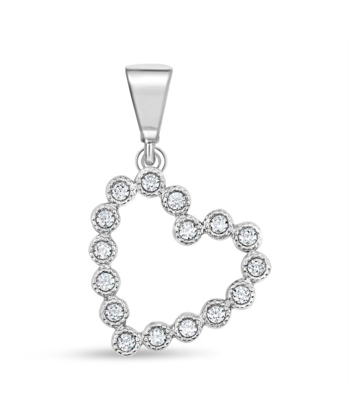 Beaded Heart Pendant: White Gold votre