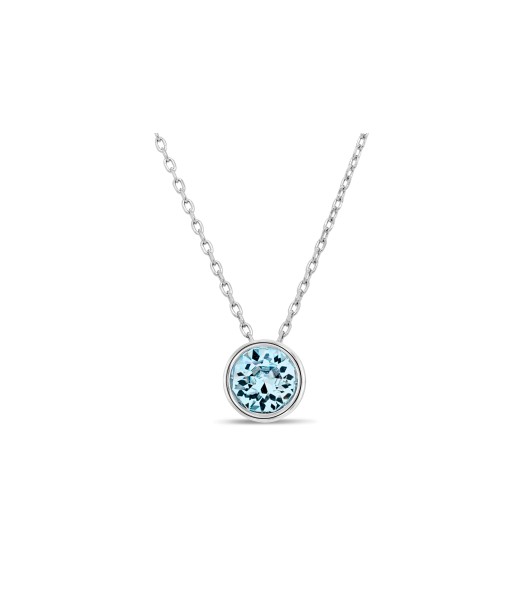 Sterling Silver Crystal Drop Necklace: Aqua basket pas cher