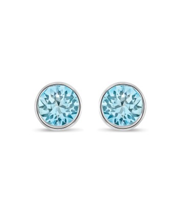 Casablanca Mini Round Crystal Earrings: Aqua rembourrage situé sous