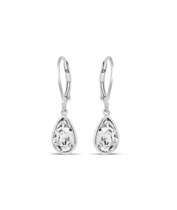 Casablanca Sterling Silver Pear Crystal Drop Earrings: Clear brillant des détails fins