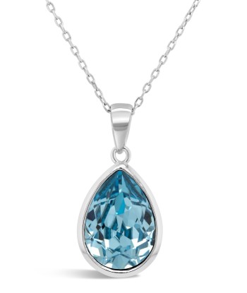 Casablanca Sterling Silver Pear Crystal Drop Necklace: Aqua rembourrage situé sous