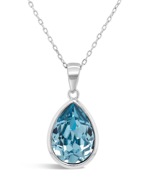 Casablanca Sterling Silver Pear Crystal Drop Necklace: Aqua rembourrage situé sous