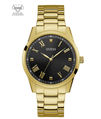 Guess Men's Diamond Watch: Gold/Black rembourrage situé sous