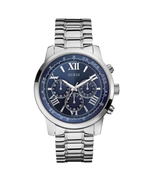 Guess Men's Chronograph Watch: Silver/Blue meilleur choix