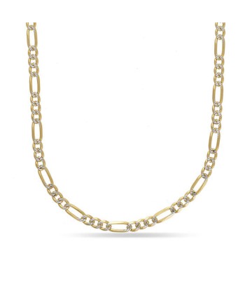 3.3mm 10K Yellow Gold Two Tone Figaro Chain Livraison rapide