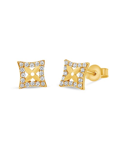 CZ Flower Studs: Yellow Gold Les magasins à Paris et en Île-de-France