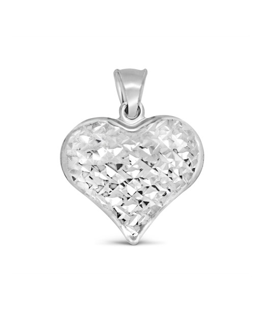 Diamond Cut Heart Pendant: White Gold paiement sécurisé