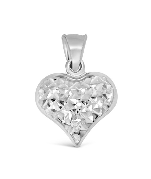 Diamond Cut Heart Pendant: White Gold outlet