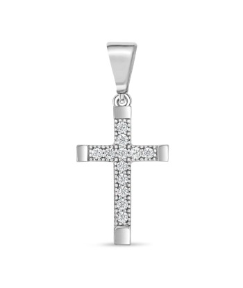 CZ Cross Pendant: White Gold de technologie