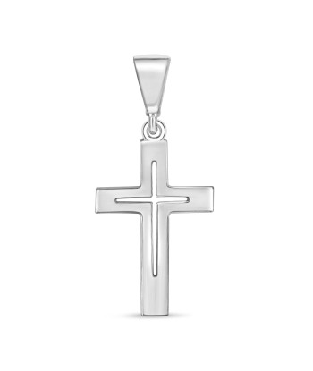 Outlined Cross Pendant: White Gold solde