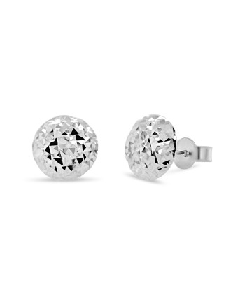 Flat Diamond Cut Studs: White Gold les ctes