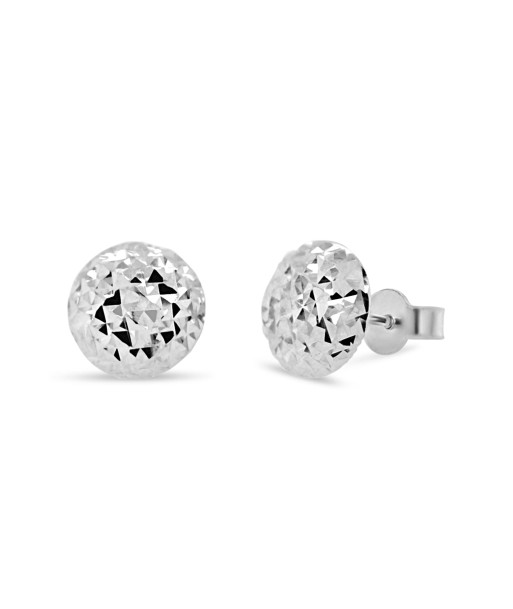 Flat Diamond Cut Studs: White Gold les ctes