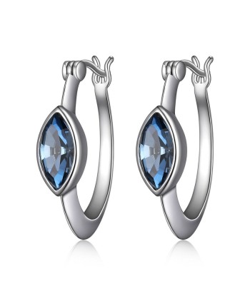 Elle Sterling Silver Expression Crystal Hoops: Blue Denim rembourrage situé sous