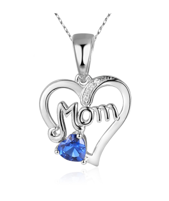 Casablanca Mother's Love Blue Heart Sterling Silver Necklace Dans la société mordern