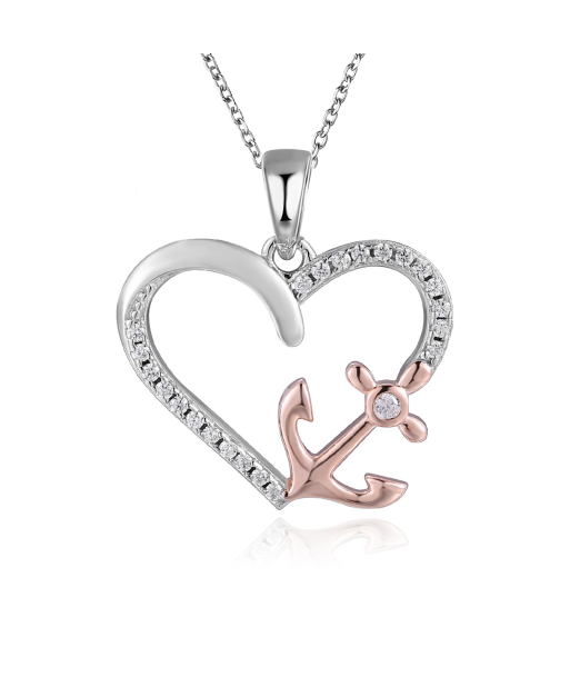 Casablanca Anchored by Love Two-Tone Heart Sterling Silver Necklace Comparez et commandez 