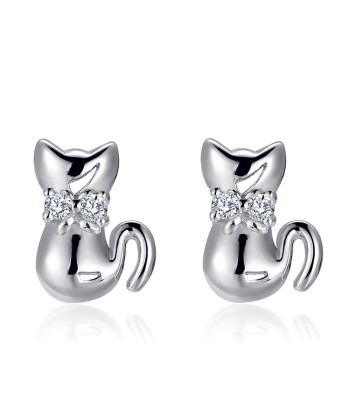 Sterling Silver Cat Stud Earrings Comparez et commandez 