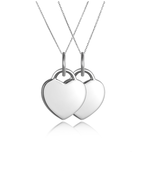 Casablanca Best Friends Heart Pendant Sterling Silver Necklace Set À commander