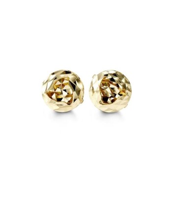 Diamond Cut Ball Stud Earrings: Yellow Gold en ligne des produits 