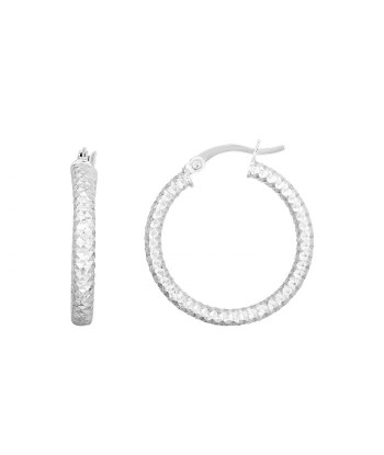 20mm Sterling Silver Diamond Cut Hoop Earrings de votre