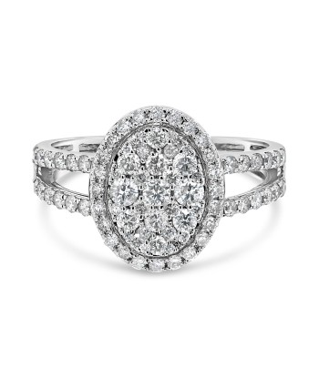 1.00CTW Oval Style Cluster Engagement Ring vente chaude votre 