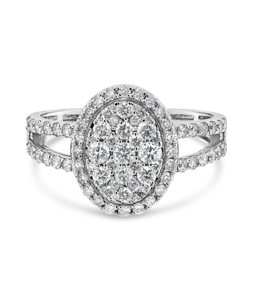 1.00CTW Oval Style Cluster Engagement Ring vente chaude votre 