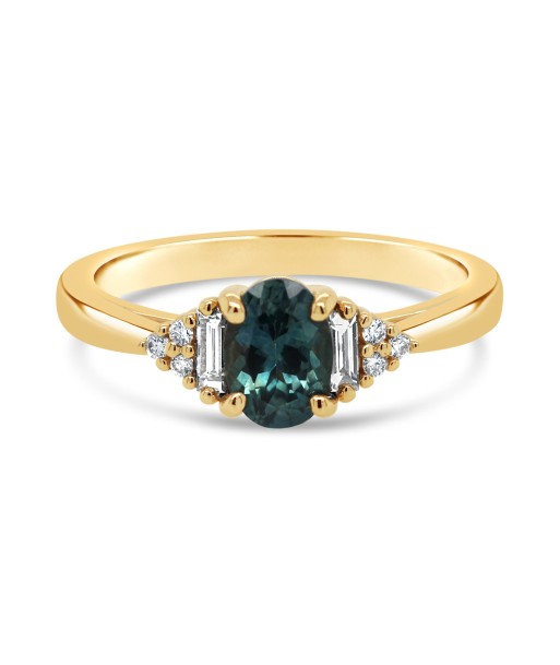 .13CT Montana Sapphire Ring: Yellow Gold en linge