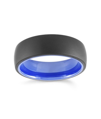 8mm Tungsten Black and Blue Wedding Band sélection de produits