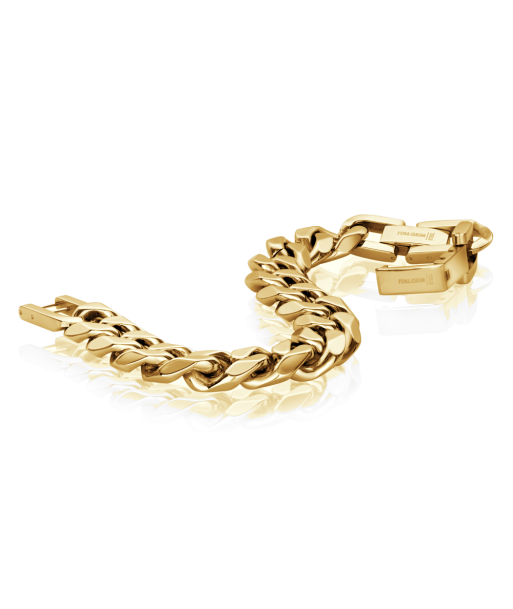 16mm Italgem Stainless Steel Yellow Gold Tone Curb Chain Men's Bracelet les ligaments