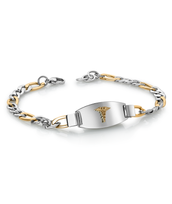 Italgem Stainless Steel Men's Two Tone Figaro Chain Medic Alert Bracelet store