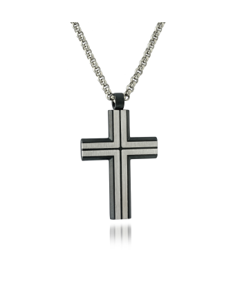 Italgem Men's Stainless Steel Rolo Cross Necklace plus qu'un jeu 