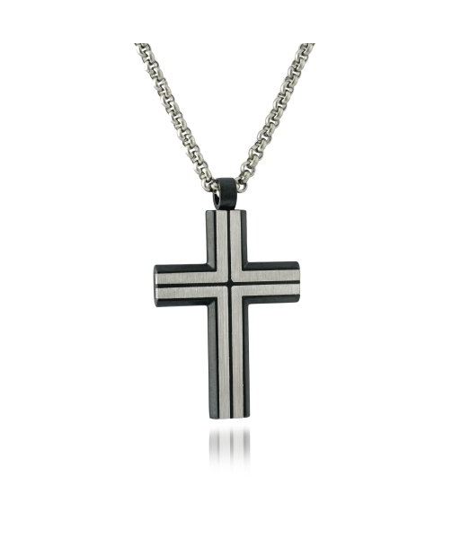 Italgem Men's Stainless Steel Rolo Cross Necklace plus qu'un jeu 