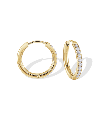 Italgem Stainless Steel CZ Huggie Hoop Earrings: Gold de votre